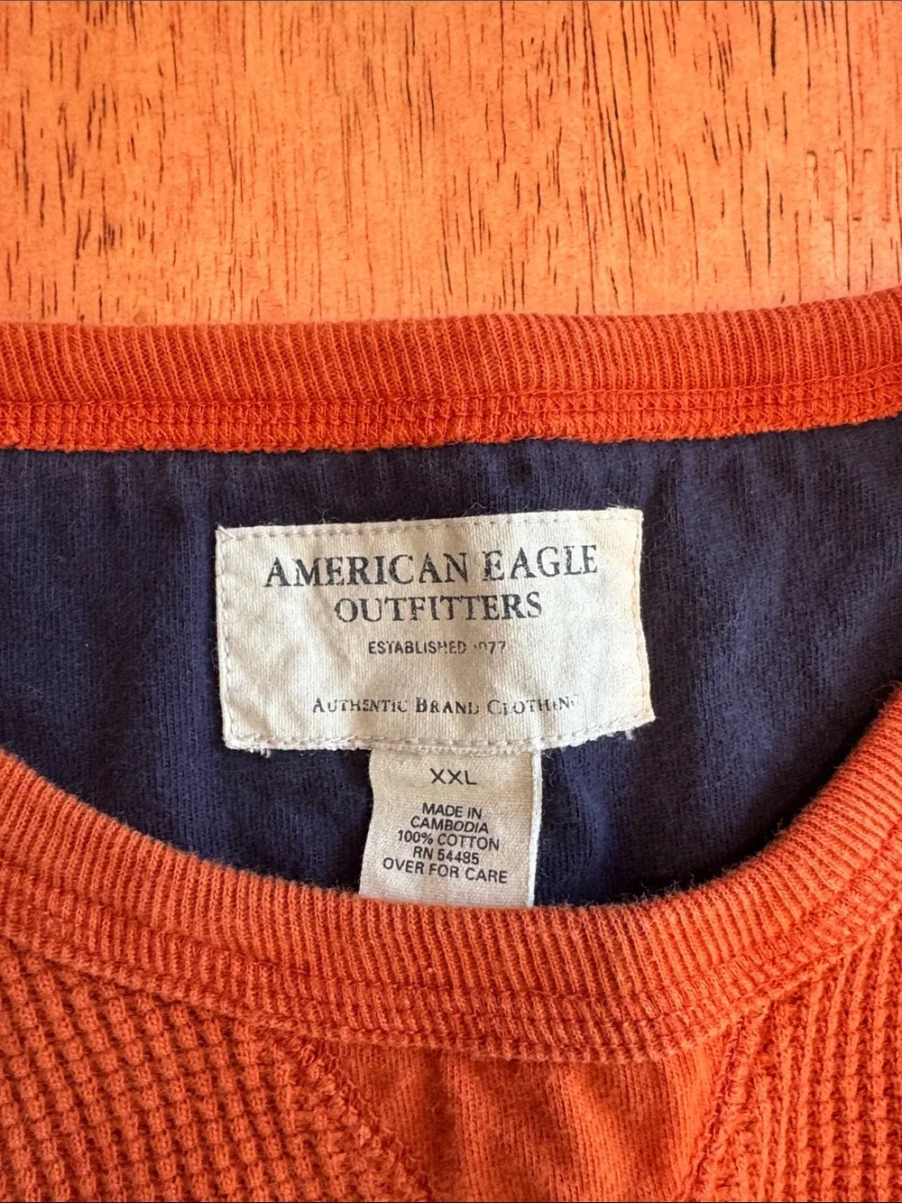 American Eagle Outfitters Men's Waffle Crewneck Sweater - Rust Orange Mens XXL